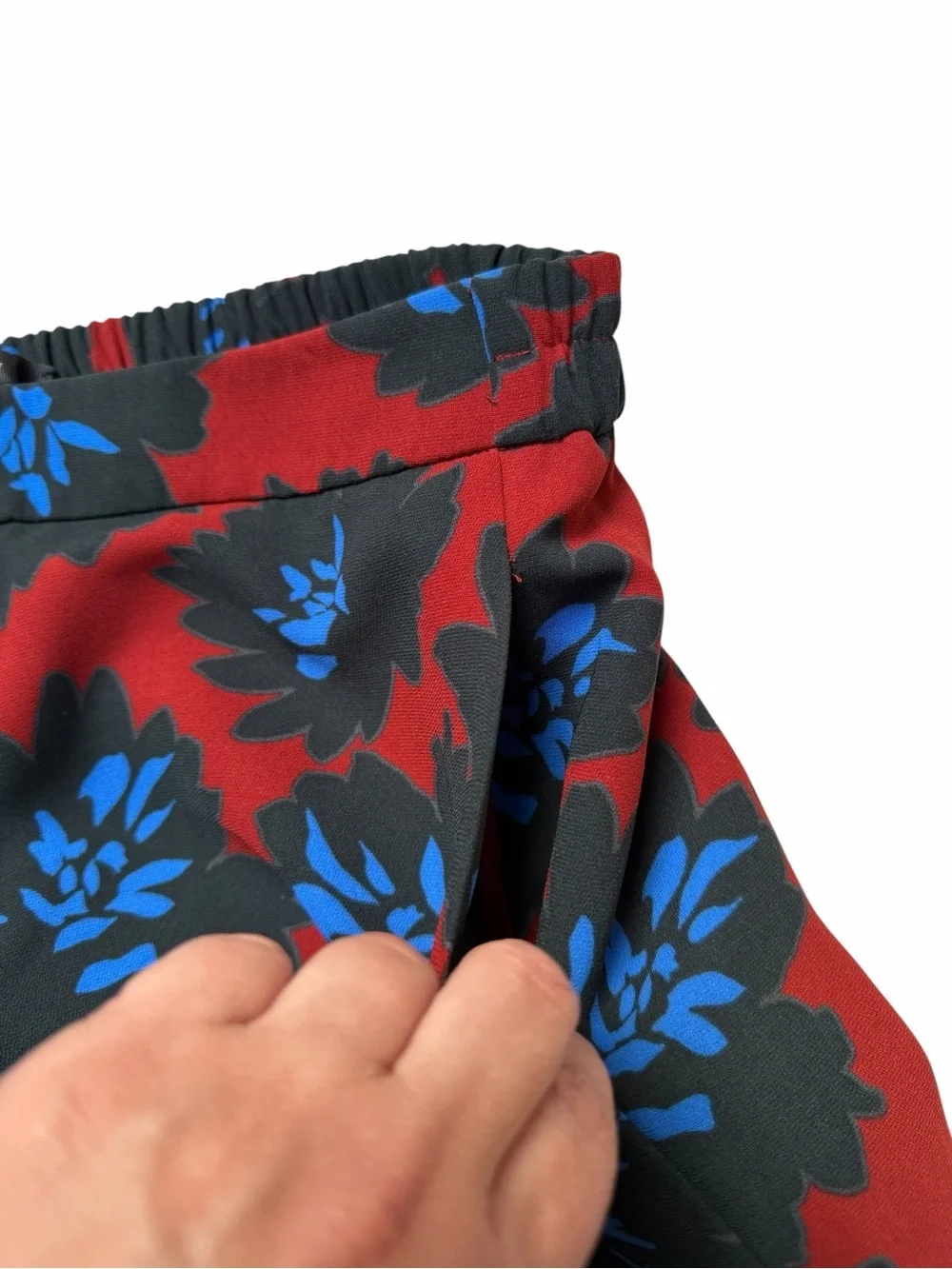 J.Crew Floral Drapey Pull-On Slim Straight Pants Red Blue Size 6